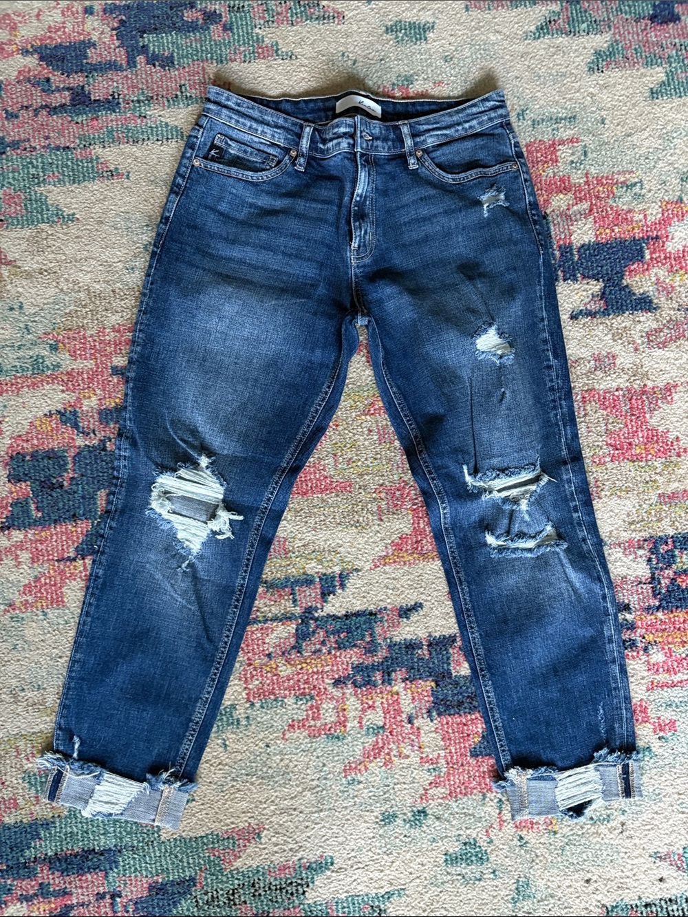 KanCan Dark Blue Ripped Relaxed Men’s Jeans